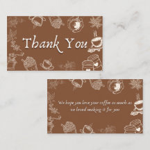 Brown Coffee Thank You Card Minimal Line Art