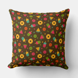 Brown colorful summer ice-cream pattern cushion