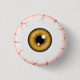 Brown Colour Eyeball Halloween Bloodshot Eyeball 3 Cm Round Badge