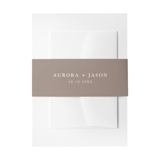 Brown colour initials wedding  Invitation Belly B Band (Front Example)