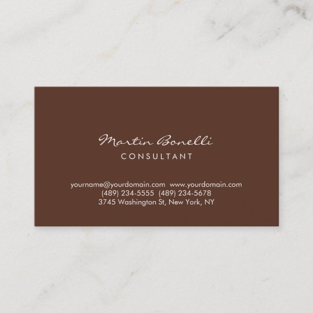 Brown Colour Minimalist Modern Professional Business Card (Front)