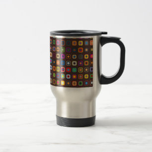 Brown Coloured Square Pattern Travel Mug