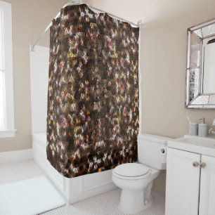 Brown coloured triangular mosaic with slight relie shower curtain
