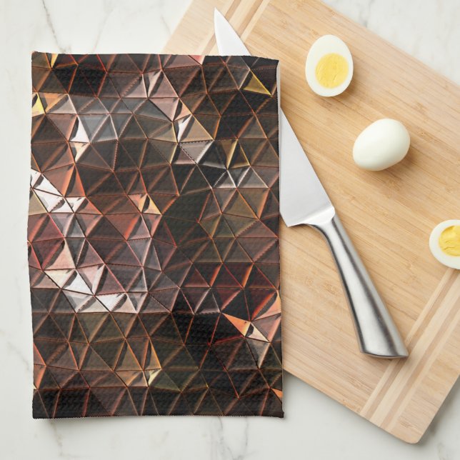Brown coloured triangular mosaic with slight relie tea towel (Quarter Fold)