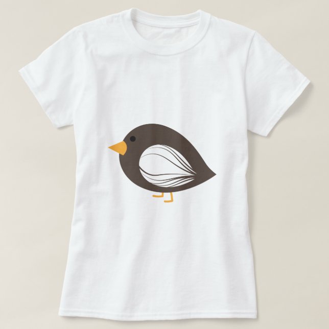 Brown colourful quirky birds T-Shirt (Design Front)