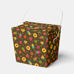 Brown colourful summer ice-cream pattern favour box