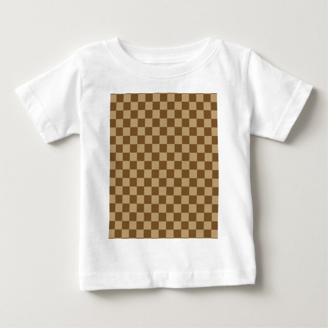 Brown Combination Classic Chequerboard Baby T-Shirt (Front)