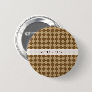 Brown Combination Diamond Pattern by STaylor 6 Cm Round Badge