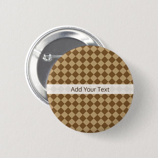 Brown Combination Diamond Pattern by STaylor 6 Cm Round Badge (Front & Back)