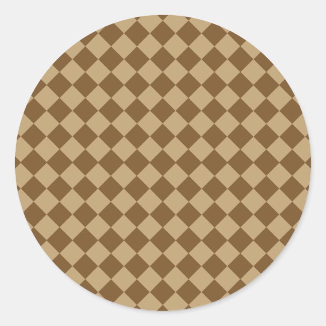 Brown Combination Diamond Pattern by STaylor Classic Round Sticker (Front)