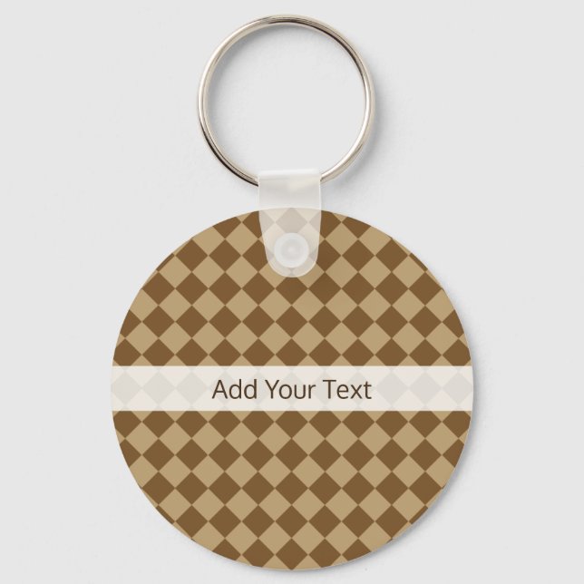 Brown Combination Diamond Pattern by STaylor Key Ring (Front)