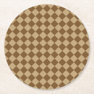 Brown Combination Diamond Pattern by STaylor Round Paper Coaster