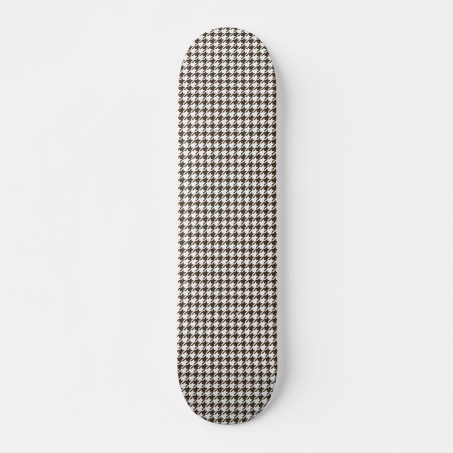 Brown Combination Houndstooth by Shirley Taylor Skateboard (Front)