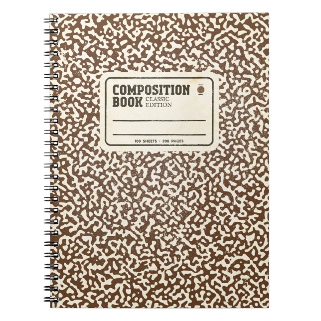 Brown Composition Notebook with Label (Front)