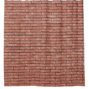 Brown concrete brick shower curtain