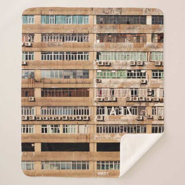 BROWN CONCRETE BUILDING SHERPA BLANKET (Front)