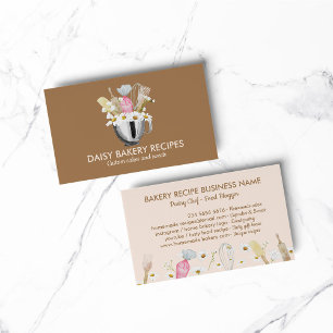 Brown Cook Daisy Flowers Bakery Tools Design Business Card