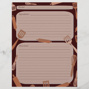 Brown cooking utensils recipe page