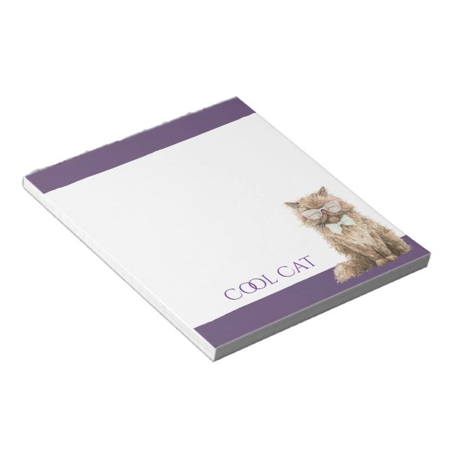 Brown Cool Cat Glasses   Notepad (Angled)