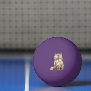 Brown Cool Cat Glasses Ping Pong Ball