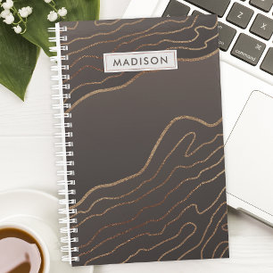 Brown Copper Modern Abstract Agate Personalised Planner