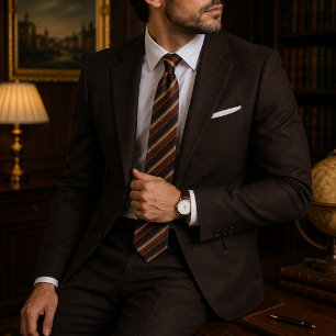 Brown Copper Regimental Luxury Old Money Tie