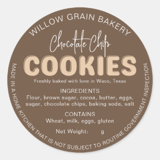 Brown Cottage Cookie Ingredient List Sticker