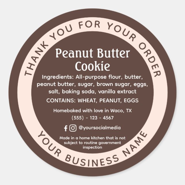 Brown Cottage Law Food Cake Ingredient Sticker (Front)