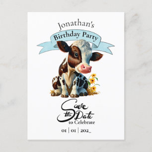 Brown Cow Birthday Boy Postcard