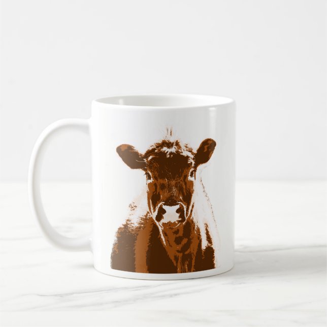 Brown Cow Farm Animal Custom Address Label Coffee Mug (Left)