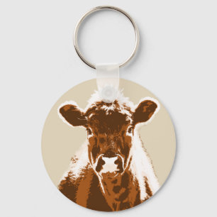 Brown Cow Farm Animal Key Ring