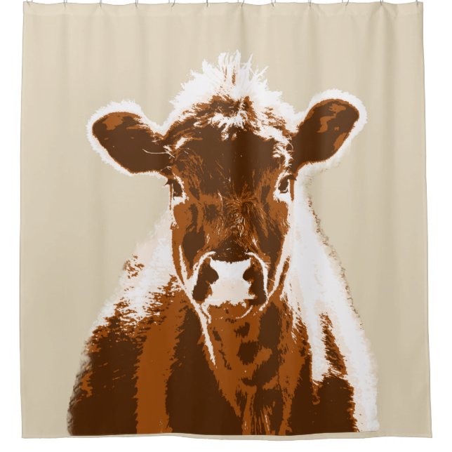 Brown Cow Farm Animal Shower Curtain (Front)