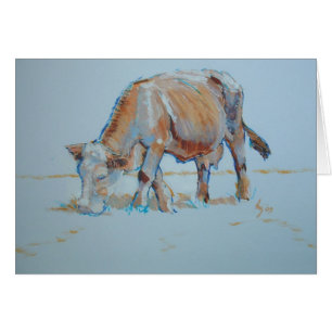 Brown Cow Grazing Painting Bronzed Bovine