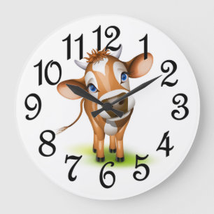 Brown Cow Large Clock