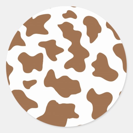 Brown Cow Print Classic Round Sticker | Zazzle.co.uk