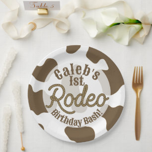 Brown Cow Print Country Western Rodeo Party Paper Plate