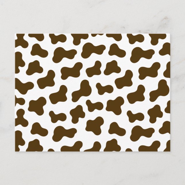 Brown Cow Print Holiday Postcard (Front)