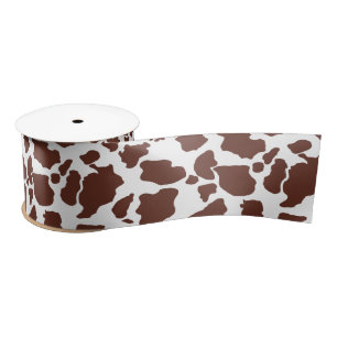 Brown Cow Skin Pattern Ribbon Satin Ribbon