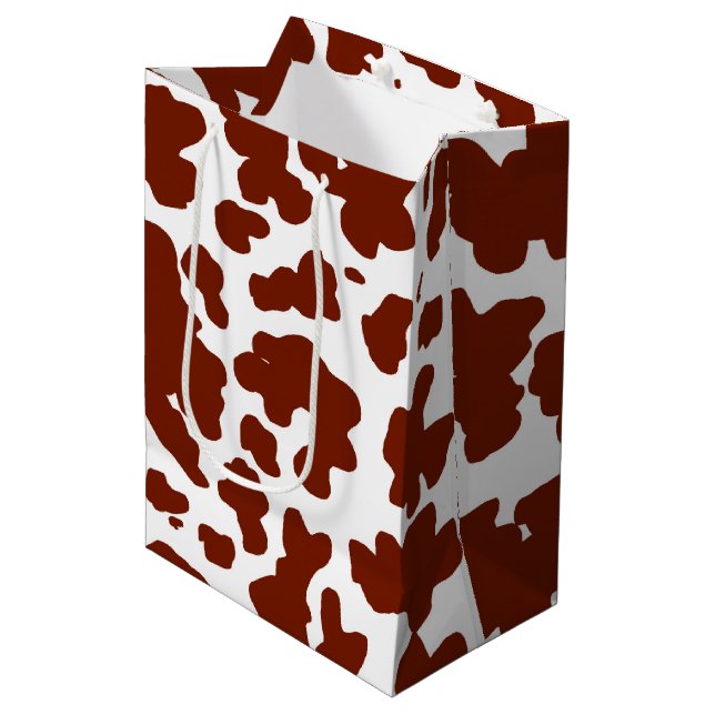 Brown Cow Skin Texture Animal Print Medium Gift Bag (Front Angled)