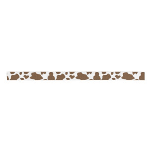 Brown Cow Spots Faux Cowhide Pattern Grosgrain Ribbon