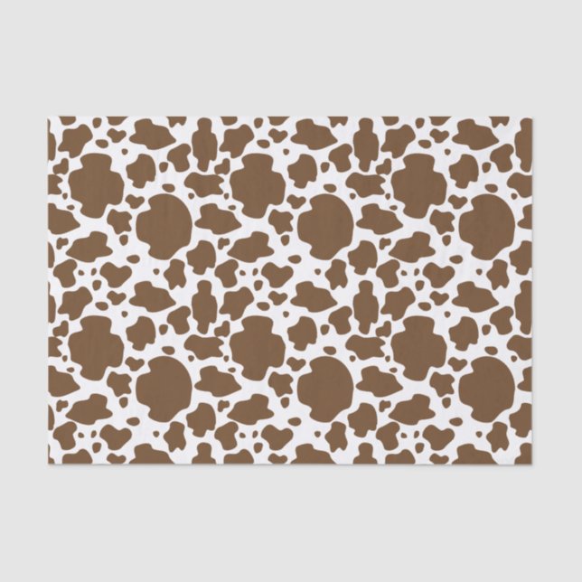 Brown Cow Spots Faux Cowhide Pattern Tissue Paper (Front)