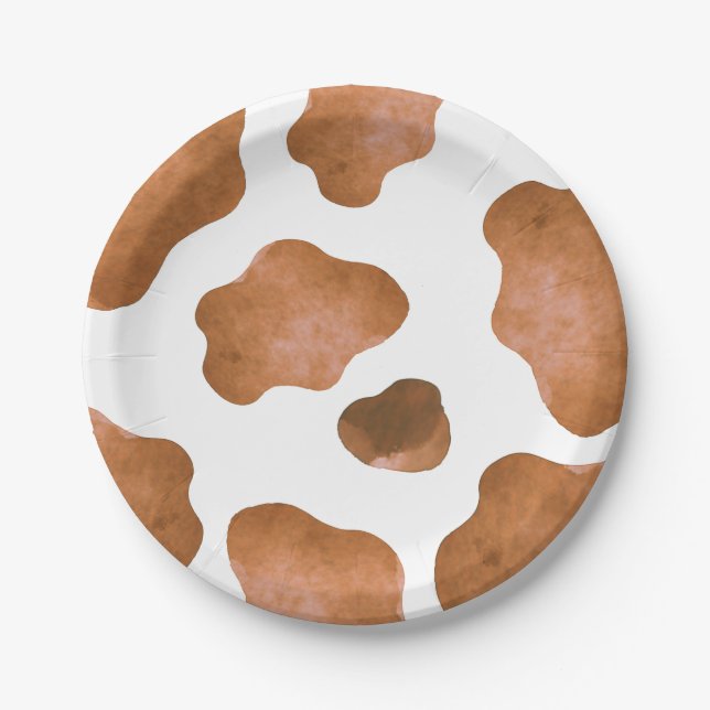 Brown Cow Spots Party Paper Plate (Front)