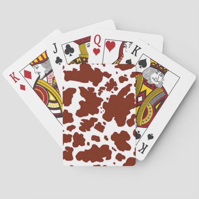 Brown Cow Spots  Print Cowboy Farmer Playing Cards (Back)