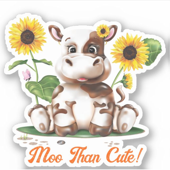  Brown Cow Sunflower | Funny Sticker (Front)