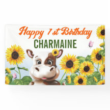 Brown Cow Sunflower Girl First Birthday