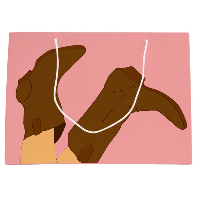 Brown Cowboy Boots Large Gift Bag (Front)