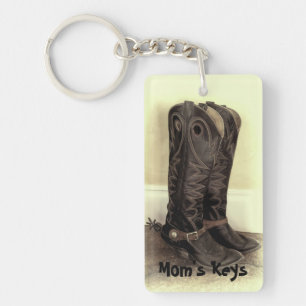 Brown Cowboy Boots with Spurs Key Ring
