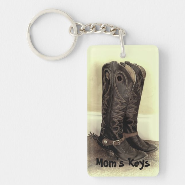 Brown Cowboy Boots with Spurs Key Ring (Front)