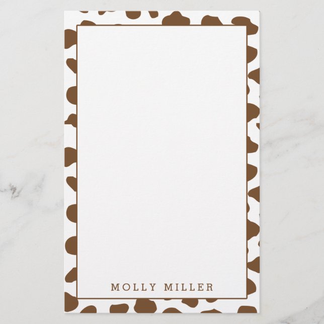 Brown Cowboy Cow Print Stationery (Front)