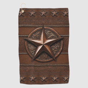 Brown Cowboy Rustic Western Country Texas Star Golf Towel